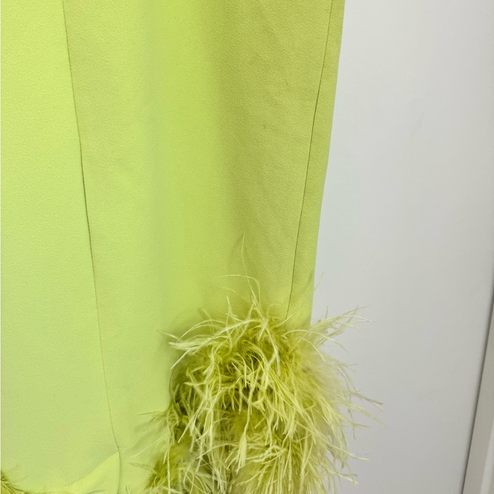 House of CB London Medium Alessia Lime Asymmetric Midi Dress Feather Hem - Picture 8 of 15